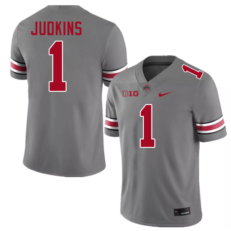 Men #1 Quinshon Judkins Ohio State Buckeyes College Football Jerseys Stitched-Grey